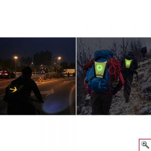 Ανακλαστικό Σινιάλο LED Κατεύθυνσης για Τσάντες Πλάτης Backpack Φωσφοριζέ πράσινο MP-02 - OEM