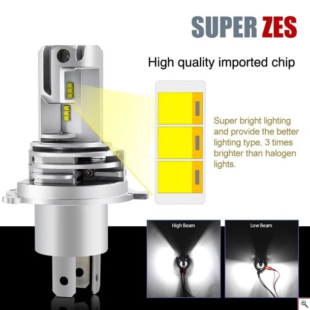 Compact PNP LED Λάμπες Αυτοκινήτου H4 50W (2x25W) 10000Lm (2x5000lm) 6500K - Λαμπτήρες Πορείας Car LED Headlights