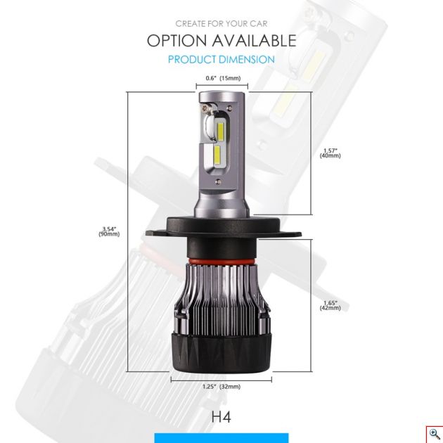 LED Φώτα Αυτοκινήτου Angle Adjust H4 10000LM (2x5000) 60W (2x30W) 6500K CAN BUS 9-32V profitstore