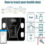 Γυάλινη Ψηφιακή Ζυγαριά Bluetooth για Μέτρηση Βάρους, Λιπομέτρηση & Δείκτη Μάζας Σώματος Έως 180kg - Μαύρη