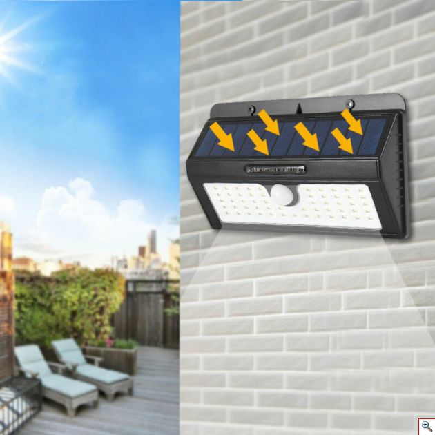Ηλιακό Επιτοίχιο Φωτιστικό - Προβολέας Ασφαλείας Τοίχου LED με Ανιχνευτή Κίνησης & Αισθητήρα Νυκτός - Solad Led Light