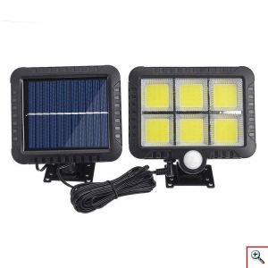 Επιτοίχιος Ηλιακός Προβολέας 120 COB LED με Ανιχνευτή Κίνησης, Φωτοκύτταρο & Πάνελ Φόρτισης - Ψυχρού Φωτισμού - Solar Panel Led Light w/ Motion Sensor