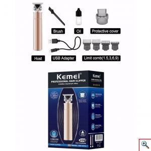 Kemei® Επαγγελματική Κουρευτική Μηχανή 5W Επαναφορτιζόμενη USB Ρυθμιζόμενου Μήκους Κοπής με Βουρτσάκι & Προστατευτικό Κάλυμμα 