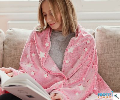 BlissBlanket Fleece Κουβέρτα που Φωσφορίζει Γκρι/Ροζ