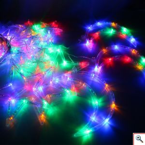 Χριστουγεννιάτικη Κουρτίνα 3m με 120 RGB Led Λαμπάκια σε Σχήμα Αστεριών & Φεγγαριών Πολύχρωμου Φωτισμού 