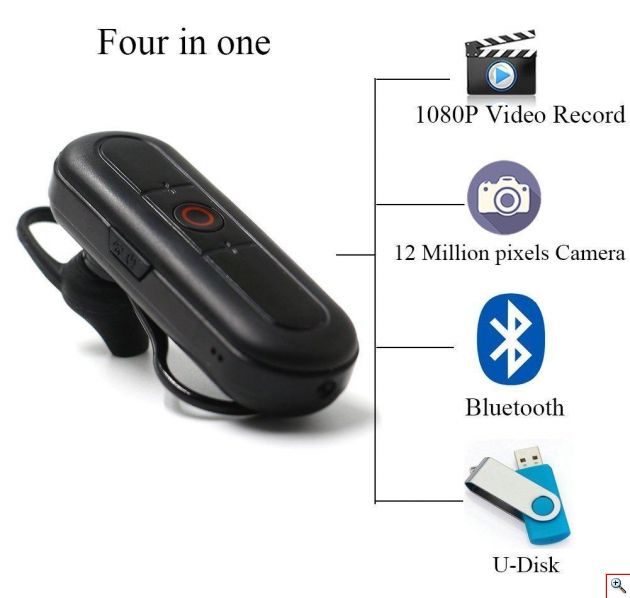 Κρυφή Κάμερα & Ακουστικό Bluetooth Spy Cam Καταγραφικό Full HD 1080p - Hidden Camera & Wireless Handsfree Headset