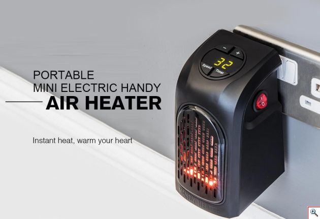 Νέα Μίνι Σόμπα Πρίζας - Αερόθερμο 400Watt Handy Heater με Θερμοστάτη και Χρονοδιακόπτη