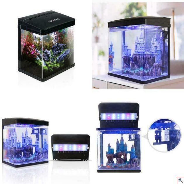Mini Ενυδρείο - 7L με Φωτισμό LED, Αντλία Νερού και Φίλτρο, Μαύρο Nobleza 29990
