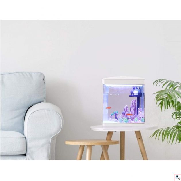 Mini Ενυδρείο - 14L με Φωτισμό LED, Αντλία Νερού και Φίλτρο, Λευκό Nobleza 30002