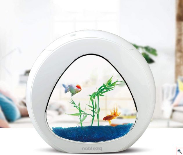 Mini Ενυδρείο - Δύο όψεων με Φωτισμό LED, Αντλία Νερού και Φίλτρο, Nobleza Λευκό 30026