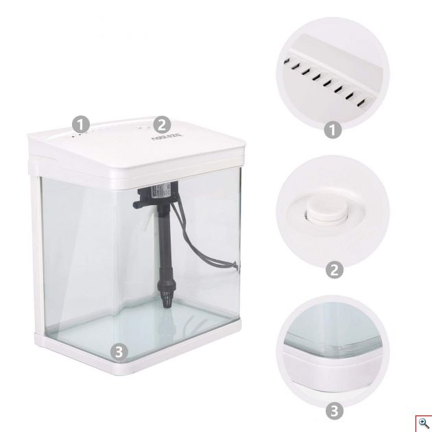 Mini Ενυδρείο - 14L με Φωτισμό LED, Αντλία Νερού και Φίλτρο, Λευκό Nobleza 30002