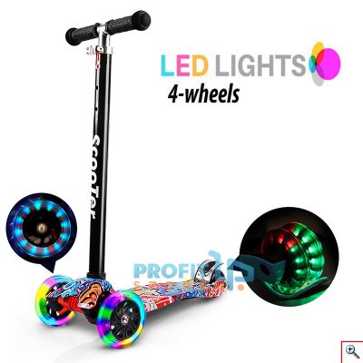 Quad Πρωτοποριακό Παιδικό Πατίνι με 4 LED Φωτιζόμενους Τροχούς & Φρένο Glider Scooter COMIC