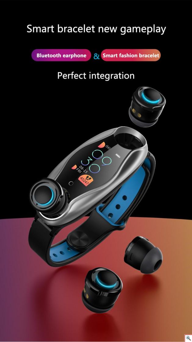 Αδιάβροχο Ρολόι SmartWatch & Ακουστικά Bluetooth Ασύρματα 2 σε 1 TalkBand Activity Tracker με Μέτρηση Καρδιακών Παλμών, Πίεσης & Οξυγόνου Αίματος, Βημάτων, Ποιότητας Ύπνου