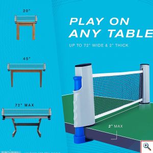 Pack & Go Φορητό Σετ Ping Pong με Αναδιπλούμενο Πτυσσόμενο Φιλέ, Ρακέτες & Μπαλάκια Πινγκ Πονγκ