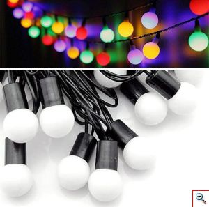 Αδιάβροχα Χριστουγεννιάτικα Στρογγυλά Φωτάκια Bubble RGB LED 5m 50 Λαμπάκια Μπαλίτσες Εξωτερικού Χώρου - Waterproof LED Christmas Lights