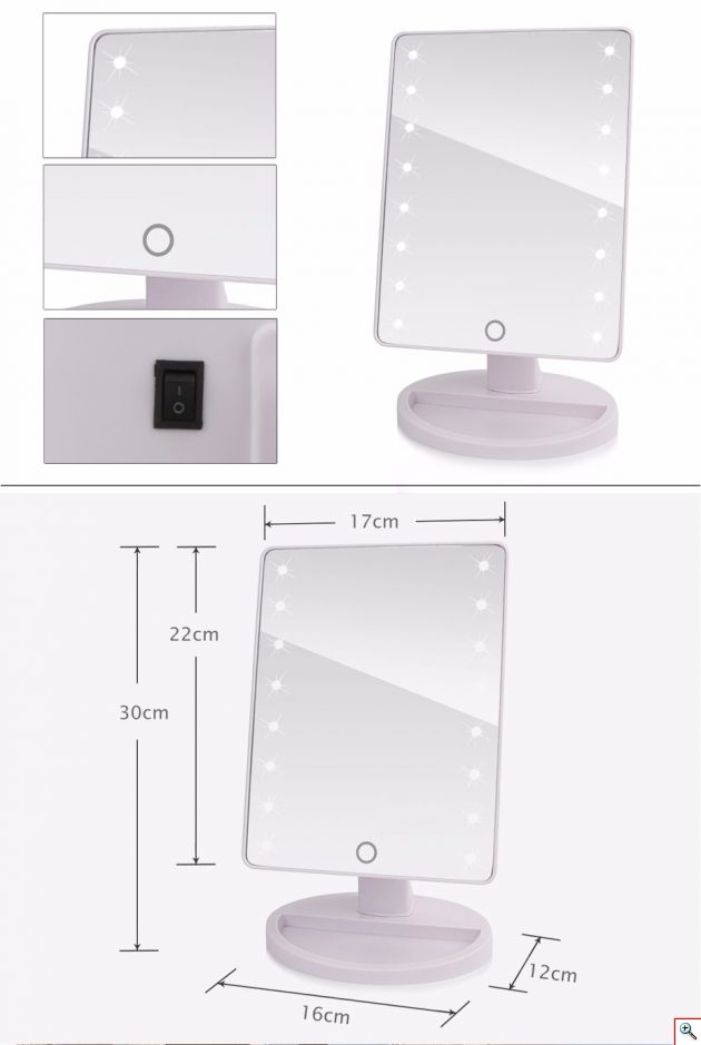Καθρέπτης Μακιγιάζ με Φωτισμό 16x LED