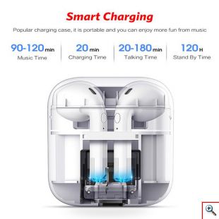 Ασύρματα Ακουστικά TWS Bluetooth 5.0 με Κουμπί, Καλώδιο & Θήκη Φόρτισης - Wireless Earphones