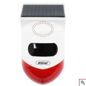 Andowl® Επιτοίχιος Ηλιακός Συναγερμός Εξωτερικού Χώρου με Ανιχνευτή Κίνησης & Τηλεχειρισμό Λευκός Q-BJ200