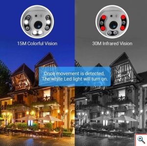 ICSee Αδιάβροχη Έξυπνη PTZ Κάμερα Ασφαλείας 3MP 1080p με WiFi - Αpp Εφαρμογή Παρακολούθησης - Νυχτερινή Λήψη & Μικρόφωνο