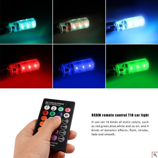 RGB Led Αυτοκινήτου 6x SMD LED CAN BUS 360° με Τηλεχειριστήριο - 2 τεμάχια
