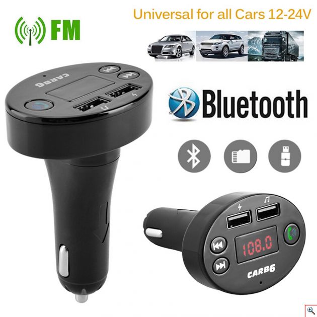Fm Transmitter Φορτιστής Αυτοκινήτου 2 x USB,SD Bluetooth Handsfree Mp3 Player με Μικρόφωνο & AUX είσοδο - Car FM Modulator