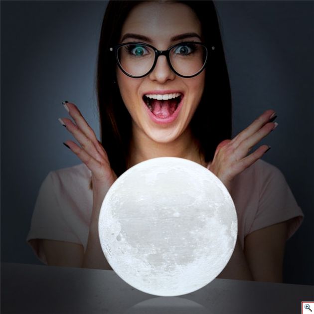 Ανάγλυφο Φωτιστικό Αφής 3D Φεγγάρι Moon Light LED Επαναφορτιζόμενο με 3 Αποχρώσεις