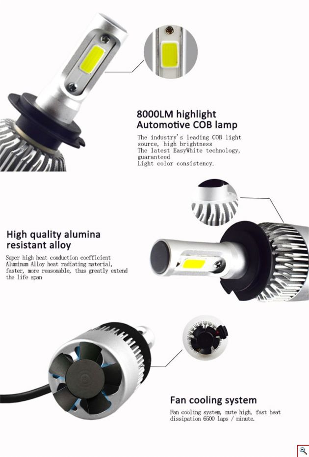 Εμπρόσθια Φώτα - Λαμπτήρες Αυτοκινήτου LED COB H7 16000LM (2 x 8000LM) & 72W (2x36w)
