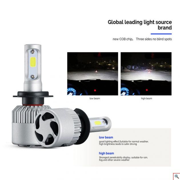 Εμπρόσθια Φώτα - Λαμπτήρες Αυτοκινήτου LED COB H7 16000LM (2 x 8000LM) & 72W (2x36w)