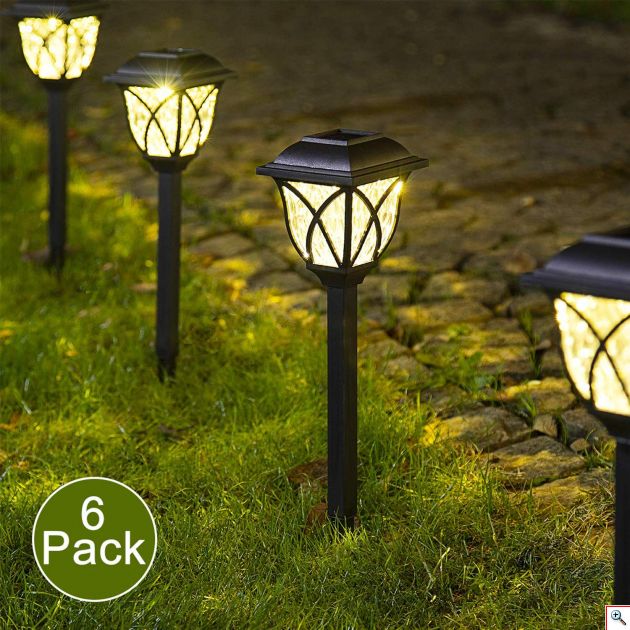 Σετ 6 x Ηλιακό Φωτιστικό Κήπου LED 36cm Αδιάβροχο Καρφωτό Χωνευτό Χώματος με Ηλιακό Πάνελ & Φωτοκύτταρο