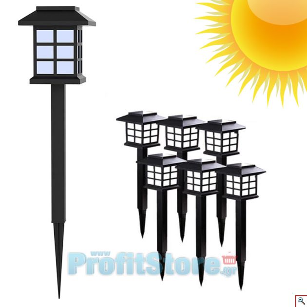 Σετ 6 x Ηλιακό Φωτιστικό Κήπου LED 39cm Αδιάβροχο Καρφωτό Χωνευτό Χώματος με Ηλιακό Πάνελ & Φωτοκύτταρο
