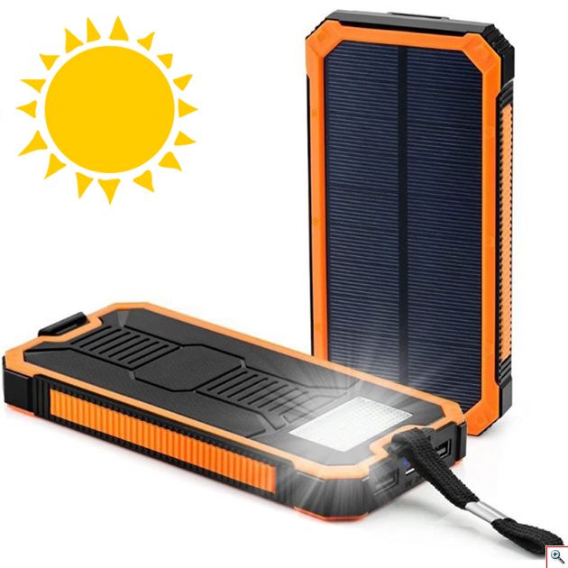 Heavy Duty Ηλιακό Powerbank & Φακός LED - Φορητή Μπαταρία Φορτιστής & Φωτιστικό Επιβίωσης με Ηλιακό Πάνελ Υψηλής Ισχύος 2A - Solar Power Bank Battery Charger