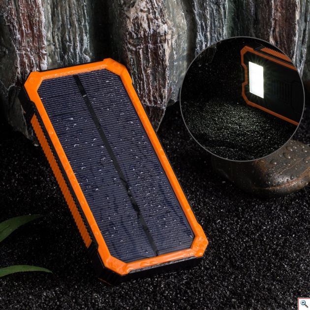 Heavy Duty Ηλιακό Powerbank & Φακός LED - Φορητή Μπαταρία Φορτιστής & Φωτιστικό Επιβίωσης με Ηλιακό Πάνελ Υψηλής Ισχύος 2A - Solar Power Bank Battery Charger