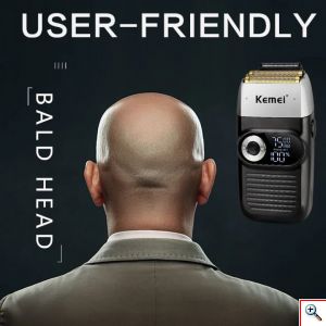 Kemei® Επαναφορτιζόμενη Ξυριστική Μηχανή - Τρίμερ 5W με Διπλή Λεπίδα - LCD Οθόνη - 3 Ρυθμίσεις Στροφών & Τσαντάκι Μεταφοράς
