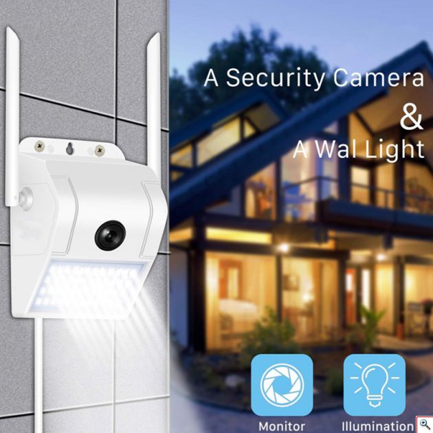 Αδιάβροχη WiFi IP Κάμερα 1080p & Φωτιστικό LED με Ανίχνευση Κίνησης Επιτοίχιο JORTAN 8168 Εξωτερικού Χώρου