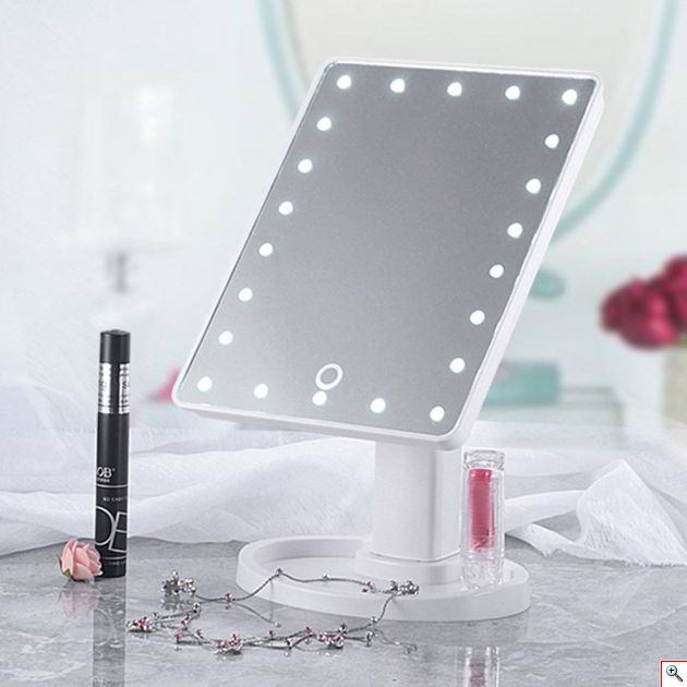 Περιστρεφόμενος Καθρέπτης Μακιγιάζ - Makeup με Φωτισμό 16x LED
