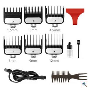 Kemei® Επαγγελματική Κουρευτική Μηχανή 5W Επαναφορτιζόμενη Ρυθμιζόμενου Μήκους Κοπής με LCD Οθόνη - Βουρτσάκι & Χτένα