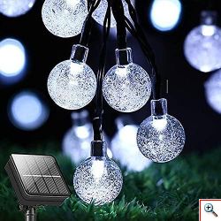 Ηλιακά Bubble Λαμπάκια 4.2m Χριστουγεννιάτικα Ψυχρού Φωτισμού με 8 Προγράμματα - Φωτάκια 30 LED Εξωτερικού Χώρου με Φωτοβολταϊκό Πάνελ 