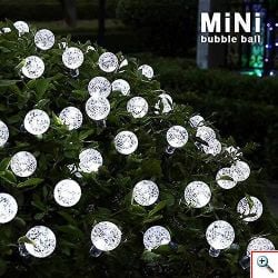 Ηλιακά Bubble Λαμπάκια 4.2m Χριστουγεννιάτικα Ψυχρού Φωτισμού με 8 Προγράμματα - Φωτάκια 30 LED Εξωτερικού Χώρου με Φωτοβολταϊκό Πάνελ 