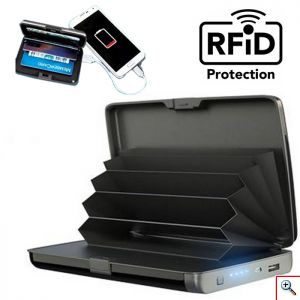 Πορτοφόλι Ασφαλείας Πιστωτικών καρτών RFID & Φορητός Φορτιστής Μπαταρία Powerbank 2 σε 1 E-Charge Wallet 