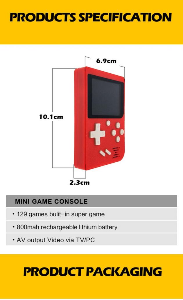Ρετρό Φορητή Κοσνόλα - Παιχνιδομηχανή με 129 Παιχνίδια - Retro Game Console 129 Games Gameboy Nintento