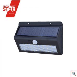 Μεγάλος Επιτοίχιος Ηλιακός Solar Προβολέας LED με Ανιχνευτή Κίνησης, Αισθητήρα Νυκτός & 3 Λειτουργίες Φωτισμού
