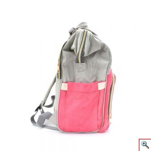Τσάντα Μωρού Πλάτης Mommy Bag Backpack AiFi – Ροζ, Γκρι Ριγέ