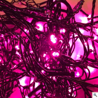 100 Led Ροζ Χριστουγεννιάτικα Φωτάκια Σε Επεκτεινόμενο Πράσινο 6μ Καλώδιο 5W