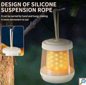 LED Επαναφορτιζόμενο Φανάρι Camping σε Ψυχρό Θερμό Φωτισμό – Γιρλάντα 10m με LCD Οθόνη Ένδειξης Μπαταρίας και Ιμάντα σε Λευκό Χρώμα 