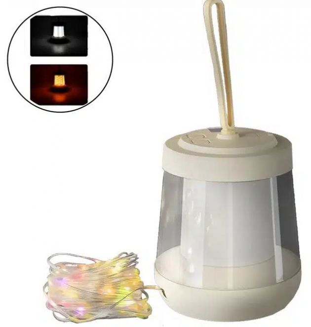 LED Επαναφορτιζόμενο Φανάρι Camping σε Ψυχρό Θερμό Φωτισμό – Γιρλάντα 10m με LCD Οθόνη Ένδειξης Μπαταρίας και Ιμάντα σε Λευκό Χρώμα 