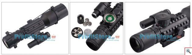 Διόπτρα Μονόκυαλο Σκοπευτικό - Hunting Rifle Scope 3-10x42 Zoom Illuminated + Red Laser