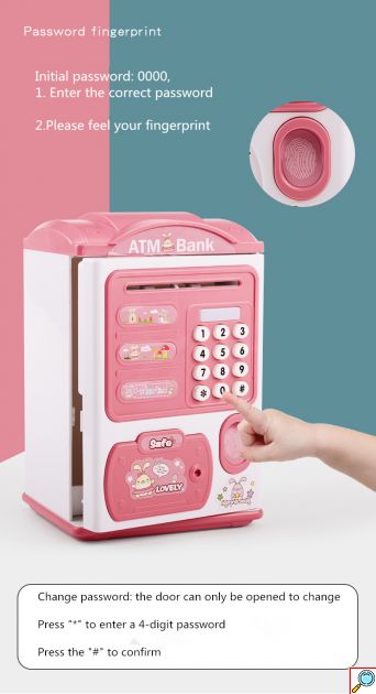 Παιδικός Κουμπαράς Χρηματοκιβώτιο - ATM Γατάκι με Κωδικό Πρόσβασης, Δακτυλικό Αποτύπωμα και Μετρητή Κερμάτων 