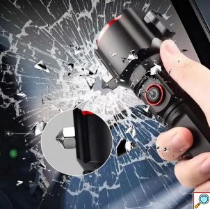 Επαναφορτιζόμενος Αδιάβροχος Φακός IPX5 σε Ψυχρό Λευκό – Μπλε – Κόκκινο Φωτισμό με Ζουμ, Ενσωματωμένο Εργαλείο Έκτακτης Ανάγκης & Powerbank
