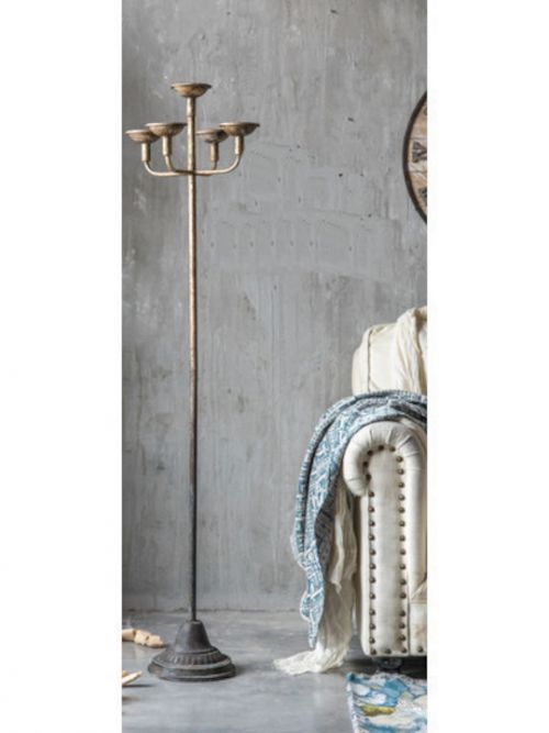 Old Castle Retro Μεταλλικό Κηροπήγιο 5 Θέσεων 37x37x149εκ Δαπέδου