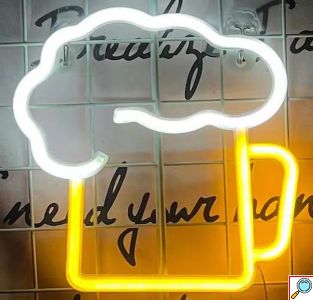 LED Επιτοίχιο Διακοσμητικό Φωτιστικό Neon με Τροφοδοσία USB – Μπαταρίες με Λογότυπο Ποτήρι Μπύρας 